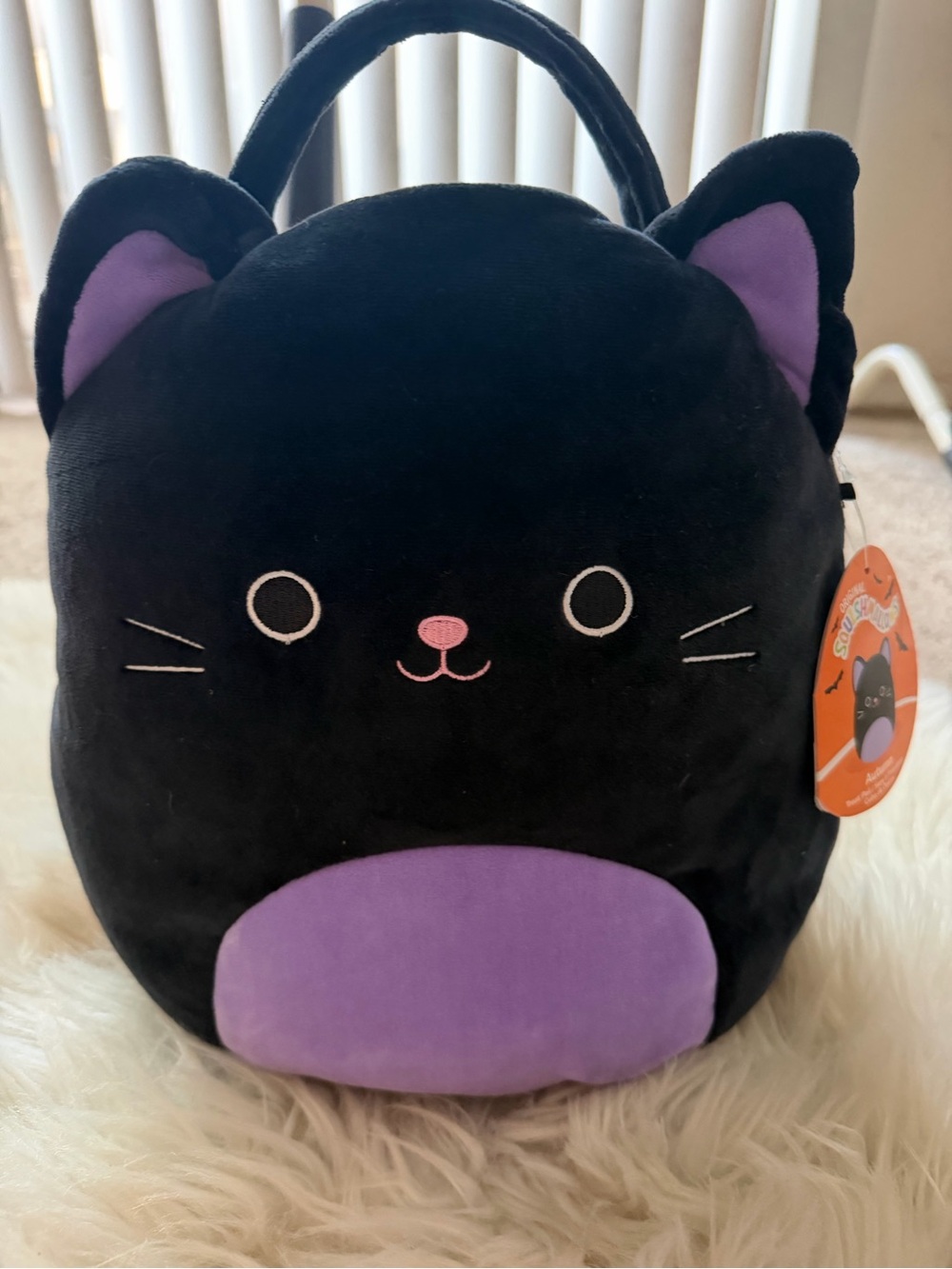 Squishmallows Black & Purple Cat Plush Carrier